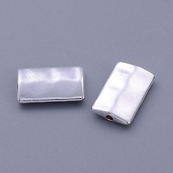 Silver Tibetan Style Alloy Beads, Rectangle, Cadmium Free & Lead Free, Silver, 17x10.5x3.5mm Hole:2mm