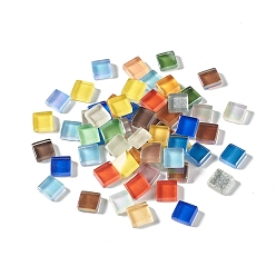 Color mezclado Cabujones de vidrio de azulejos de mosaico, para decoración del hogar o manualidades de bricolaje, plaza, color mezclado, 10x10x4 mm, Sobre 1000 unidades / 1000 g