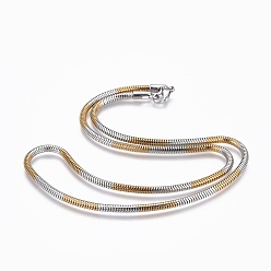 Golden & Stainless Steel Color 304 Stainless Steel Snake Chain Necklaces, with 304 Stainless Steel Clasps, Golden & Stainless Steel Color, 20.3 inch(51.5cm), 3mm