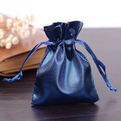 Bleu Foncé Sacs en tissu rectangle, avec cordon de serrage, bleu foncé, 9x6.5 cm