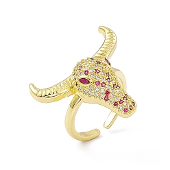Фуксиновый Открытое кольцо-манжета из циркония, настоящие позолоченные украшения из латуни для женщин, без кадмия и без свинца, красно-фиолетовые, размер США 18 (6 мм)