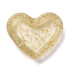 Citrine Resin with Natural Citrine Chip Stones Ashtray, Home OFFice Tabletop Decoration, Heart, 103x121x27mm, Inner Diameter: 96x60mm