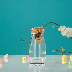 Clear Glass Empty Wishing Bottle, with Cork Stopper & Random Style Paper Tags & Jute Twine, for DIY Craft Making, Clear, 4.9x10cm