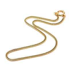 Золотой 304 массивные цепочки для бордюров из нержавеющей стали с алмазной огранкой, кубинские звенья цепочки ожерелья, с застежками пружинного кольца, золотые, 18-1/2 дюйм (47 см)