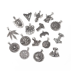 Antique Silver Tribe Style 304 Stainless Steel Pendants, Mixed Shapes Charms, Antique Silver, 23.5~57x24~39x3~9.5mm, Hole: 3.5~7mm
