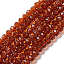Dark Goldenrod Handmade Glass Beads, Faceted Rondelle, Dark Goldenrod, 10x7mm, Hole: 1mm, about 70~72pcs/strand