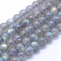 Labradorite Natural Labradorite Beads Strands, Grade A++, Round, 5mm, Hole: 1mm, about 75pcs/strand, 15.5 inch(39.5cm)