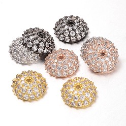 Mixed Color Apetalous Half Round/Dome Brass Micro Pave Cubic Zirconia Bead Caps, Mixed Color, 8x3mm, Hole: 1mm
