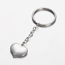 Stainless Steel Color Stainless Steel Heart Keychain, Stainless Steel Color, 70mm