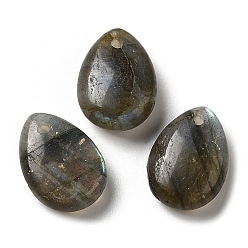Labradorite Natural Labradorite Teardrop Charms, for Pendant Necklace Making, 14x10x6mm, Hole: 1mm