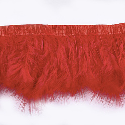 Красный Обрезка бахромы из индюшатых перьев, аксессуары для костюма, окрашенные, красные, 120~180 мм, около 2 м / упаковка