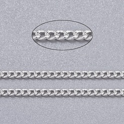 Серебро Латунные витой цепочки, бордюрные цепи, пайки, с катушкой, овальные, без свинца и без кадмия, серебряный цвет гальваническим, 2x1x0.35 мм, около 301.83 футов (92 м) / рулон