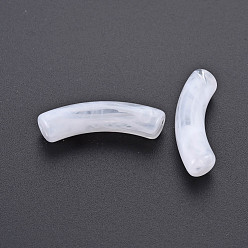 Blanc Perles acryliques transparentes, style de pierres fines imitation, tube incurvé, blanc, 33x8x10.5mm, Trou: 1.6mm, environ300 pcs / 500 g