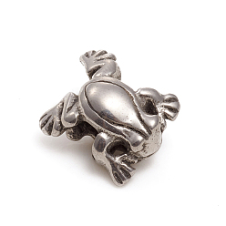 Antique Silver 304 Stainless Steel European Beads, Large Hole Beads, Frog, Antique Silver, 14.5x13x8.5mm, Hole: 4.5mm