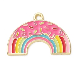 Rainbow Alloy Enamel Pendants, Golden, Rainbow with Donut, 19.5x28x1.5mm, Hole: 2mm