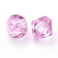 Hot Pink Transparent Acrylic Beads, Faceted Bicone, Hot Pink, about 16mm long, 15mm wide, hole: 3mm, about 307pcs/500g