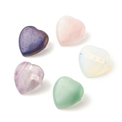 Mixed Stone Gemstone Heart Lapel Pin, Badge for Backpack Clothes, Stainless Steel Color, 30~31x30~30.5x7~8mm