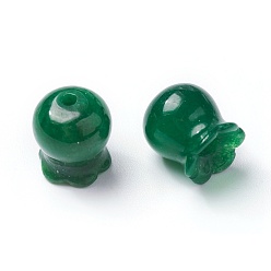 Myanmar Jade Perles naturelles de jade du Myanmar / jade birmane, teint, fleur, 10x9mm, Trou: 1.2mm