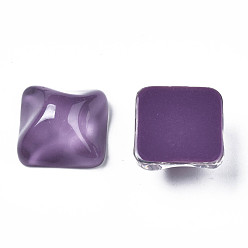 Púrpura Cabochons de la resina transparente, cabujones de ondas de agua, plaza, púrpura, 16x16x8.5~9 mm