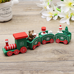 Зеленый Деревянные украшения для поездов, для рождественской вечеринки подарок украшение дома, зелёные, 205x53x28 мм
