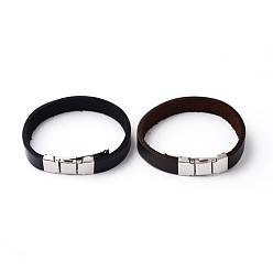 Couleur Mélangete 304 bracelets cuir cordon en acier inoxydable, couleur mixte, 60mm