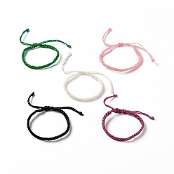 (52) Непрозрачная лаванда Браслет из плетеного шнура из вощеного полиэстера, регулируемый браслет для женщин, разноцветные, внутренний диаметр: 1-3/4~3-1/4 дюйм (4.5~8.4 см)