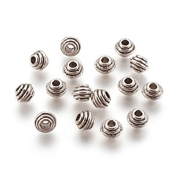 Antique Silver Tibetan Style Alloy Spacer Beads, Rondelle, Lead Free & Nickel Free & Cadmium Free, Antique Silver, 5x6.5mm, Hole: 2.5mm