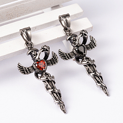 Mixed Color 304 Stainless Steel Big Pendants with Rhinestone, Cross, Mixed Color, 49x25x11mm, Hole: 9x5mm