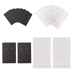 Black 200Pcs 2 Style Cardboard Display Cards and OPP Cellophane Bags, for Necklace and Earring, Black, 8x6cm, 100pcs/style