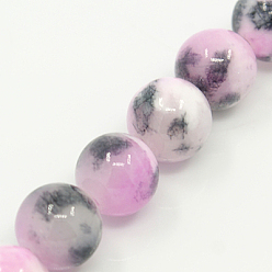 Chardon Pekin naturelles perles de jade brins, teint, ronde, chardon, 8mm, Trou: 1.2~1.5mm, Environ 50 pcs/chapelet, 16 pouce