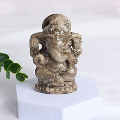 Picasso Jasper Ganesha figurines de guérison en jaspe picasso naturel, Décorations d'affichage en pierre d'énergie reiki, 70mm