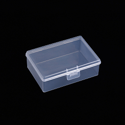 Clear Polypropylene(PP) Bead Storage Container, Mini Storage Containers Boxes, with Hinged Lid, Rectangle, Clear, 9.7x6.7x3.3cm, Inner Size: 9.2x6.3cm