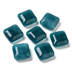 Verde azulado Abalorios de acrílico transparentes, plaza, cerceta, 15.5x15.5x7.5 mm, agujero: 1.6 mm, Sobre 327 unidades / 500 g