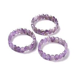 Améthyste Bracelet extensible perlé ovale en améthyste naturelle, bijoux en pierres précieuses pour femmes, diamètre intérieur: 2-1/8 pouce (5.4~5.5 cm)