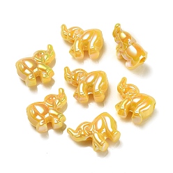 Oro Cuentas de acrílico iridiscente arcoíris chapadas en uv, elefante, oro, 23.5x21x11 mm, agujero: 3.8 mm