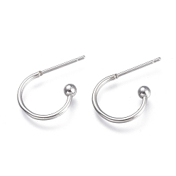 Stainless Steel Color 304 Stainless Steel Earring Hooks, Stainless Steel Color, 12.5x18.5x2.5mm, Pin: 0.8mm
