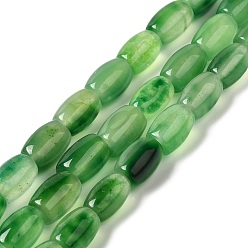 Vert Naturels teints perles de jade brins, ovale, verte, 11.5~12x7.5~8mm, Trou: 0.8mm, Environ 29~32 pcs/chapelet, 12.99''~15.16'' (33~38.5 cm)