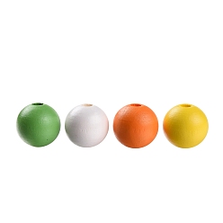 Mixed Color 160Pcs 4 Colors Farmhouse Country and Rustic Style Painted Natural Wood Beads, with Waterproof Vacuum Packing, Round, Green & Dark Orange & Yellow & White, 16mm, Hole: 4mm, 40pcs/color
