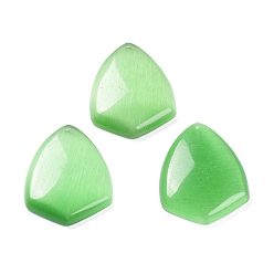 Lime Cat Eye Pendants, Triangle Charms, Lime, 45.5x35x7.5mm, Hole: 1.4mm