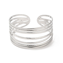 Stainless Steel Color 304 Stainless Steel Multi Line Cuff Bangles for Women, Stainless Steel Color, Inner Diameter: 2-1/8 inch(5.3cm)