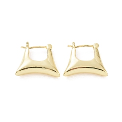 Golden Brass Trapezoid Thick Hoop Earrings for Women, Golden, 15.5x19x5mm, Pin: 0.7mm