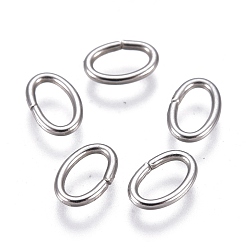 Stainless Steel Color 304 Stainless Steel Jump Rings, Open Jump Rings, Oval, Stainless Steel Color, 21 Gauge, 6x4x0.7mm, Inner Diameter: 2.5x4.5mm