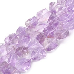 Amethyst Rough Raw Natural Amethyst Beads Strands, Nuggets, 10.5~19.5x8.5~17x8~13mm, Hole:1.2mm, about 24pcs/strand, 15.75''(40cm)