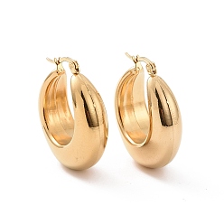 Real 24K Gold Plated Ion Plating(IP) 304 Stainless Steel Hoop Earrings, Hypoallergenic Earrings, Moon Shape, Real 24K Gold Plated, 32x28x11mm, Pin: 16x0.8~1.5mm