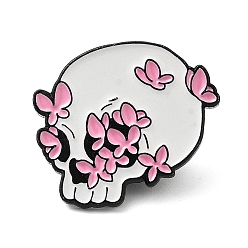 Butterfly Skull Enamel Pins, Black Tone Alloy Brooches for Backpack Clothes, Halloween Theme, Butterfly, 23x26.5x2mm