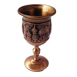 Cobre Rojo Cáliz del altar, copa de cáliz de aleación, copa de altar con patrón de mezquita, vajilla ritual para comuniones, cobre rojo, 30x70 mm