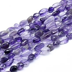 Amethyst Natural Amethyst Beads Strands, Tumbled Stone, Nuggets, 5~12x6~7mm, Hole: 0.8mm, about 46~57pcs/strand, 15.16 inch(38.5cm)