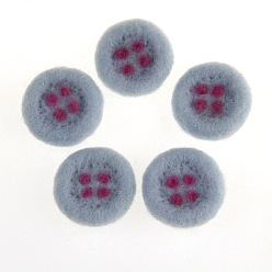 Light Steel Blue Flat Round Button Handmade Wool Felt Ornament Accessories, for DIY Children Hair Tie, Light Steel Blue, 30x30mm