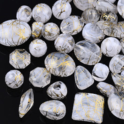 Clear Drawbench Acrylic Beads, Mixed Shapes, Clear, 15~36x9~31x4~18mm, Hole: 1.4~2mm