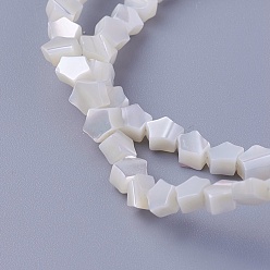 Other Sea Shell Shell Beads Strands, Star, 4~4.8x4~5x2.1~3mm, Hole: 0.5mm, about 93pcs/strand, 15.82 inch(40.2cm)
